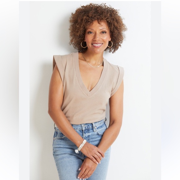 Citizens of Humanity Tan Rolled Sleeve Eugenie Tee XSmall - Picture 12 of 12